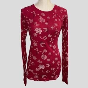 Y2K Hurley Burgundy Red Long Sleeve Thermal Top Large
